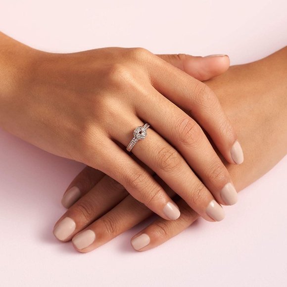 Pandora Gold Rose Sparkling Love Knot Ring - Picture 4 of 5